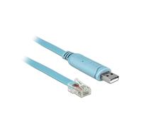 DeLOCK Adaptateur USB 2.0 Type-A Mâle vers Serial RS-232 RJ45 Mâle 2m, Chipset FTDI FT232RL, Transfert 0.23 Gbit/s, Bleu