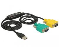 Adapter USB 2.0 Type-A > 2 x Serial DB9 RS-232 - Câble USB / série - USB (M) pour DB-9 (M) - 1.5 m - vis moletées - noir, jaune, vert