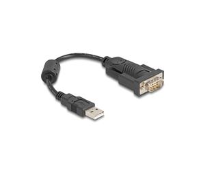 DeLOCK Adaptateur USB 2.0 Type-A vers Serial RS-232 Mâle 9 broches, 0.25m, Âme Ferrite, Chipset FTDI FT232RL, 921.6Kbps, Windows/macOS/Linux