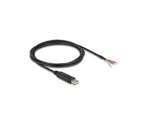 DeLOCK Adaptateur USB 2.0 Type-A vers Serial RS-485, 2m, 3 fils dénudés, FTDI FT232R, 921.6 Kbit/s, compatible Windows/macOS/Linux