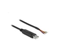 DeLOCK Adaptateur USB 2.0 Type-A vers Série RS-232 (9 fils ouverts + blindage) 1m - Noir, Connecteur USB A Mâle, AWG 26, PVC - Réf. 90524