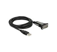 DeLOCK Adaptateur USB 2.0 Type-A vers Série RS-232 DB-9 Mâle, Longueur de câble 4m, Noir, Référence 66323