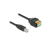 DeLOCK Adaptateur USB 2.0 Type-B Mâle vers Bornier 5-Pin avec Bouton-Poussoir, 15cm, Noir/Vert, Boîtier PVC