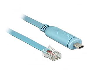 DeLOCK Adaptateur USB 2.0 Type C vers 1 fiche RS-232 RJ45 3 m Bleu