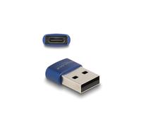 DeLOCK Adaptateur USB 2.0 - USB Type-A mâle vers USB Type-C femelle, 0.48 Gbit/s, 5V/3A, Boîtier ABS, Dimensions 20x15x7mm, Bleu, Réf. 60051