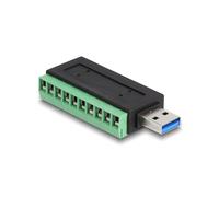 DeLOCK Adaptateur USB 3.2 Gen 1 Type-A Mâle vers Bornier, 5Gbps, 5V/1A, -20°C à 85°C, 57x25x13mm, Noir/Vert, Réf: 66044