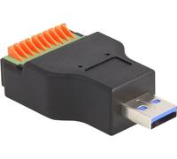 Delock Adaptateur USB 3.2 Gen 1 Type-A mâle vers Terminal Block avec bouton-poussoir (66238)