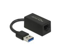 DeLOCK Adaptateur USB 3.2 Gen 1 Type-A vers LAN Gigabit Ethernet RJ-45, Support Jumbo Frames, compatible Windows/macOS/Linux, Noir, Câble 0.9m
