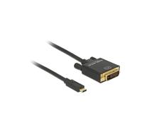 DeLOCK Adaptateur USB-C vers DVI 24+1, 1m, 3840x2160 pixels, Noir, Chipset Parade PS171 + Cypress, Réf. 85320, Support DisplayPort Alternate Mode