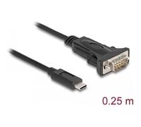 DeLock Adaptateur USB Type-C vers RS-232 D-Sub 9 – broche mâle, vis, 0,25 m
