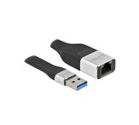 DeLOCK Adaptateur USB Type-A vers Gigabit LAN RJ-45, Câble Plat FPC 13cm, 10/100/1000 Mbps, Standards IEEE 802.3/ab/u, Noir/Argent