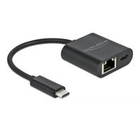 DeLOCK Adaptateur USB Type-C à Gigabit LAN 10/100/1000 Mbps avec port Power Delivery noir