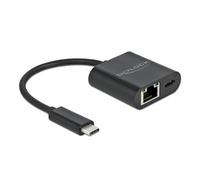 DeLOCK Adaptateur USB Type-C à Gigabit LAN 10/100/1000 Mbps avec port Power Delivery noir