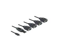 DeLOCK Adaptateur USB Type-C vers 4x Serial RS-232 DB9, protection ESD 15kV, Connecteurs plaqués or, AWG 26/28, Longueur 0.63m
