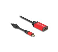 DeLOCK Adaptateur USB Type-C vers DisplayPort 8K 30Hz HDR - DP 1.4, HDCP 1.4/2.2, 7680x4320, USB Alimenté, câble 0.2m, Noir/Rouge