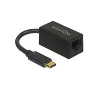 DeLOCK Adaptateur USB Type-C vers Gigabit LAN, USB 3.2 Gen 1, RJ-45, Compatible Windows, macOS, Linux, Noir, 20 x 40 x 19 mm