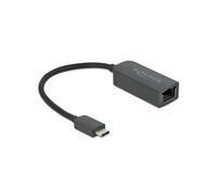DeLOCK Adaptateur USB Type-C vers RJ45 2.5 Gigabit LAN, Chipset Realtek RTL8156, Compatible NBASE-T, Windows 8.1/10, 53x22x15mm