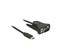 DeLOCK Adaptateur USB Type-C vers RS-232 DB9, Connecteurs Mâle/Mâle, Longueur 1.8m, Couleur Noir, Compatible avec Imprimantes, Instruments, IoT