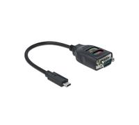 DeLOCK Adaptateur USB Type-C vers Serial RS-232 DB9 Mâle, 0.15m, Contacts Or, Protection ESD 15kV, AWG 26/28, Noir