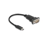 DeLOCK Adaptateur USB Type-C vers Serial RS-232 DB9 Mâle 9 Broches, 0.25m, Chipset FTDI FT232RL, Support Windows/macOS/Linux