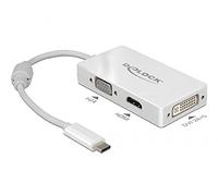Delock Adaptateur USB Type C vers VGA/HDMI/DVI Femelle Blanc