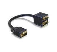 DeLOCK Adaptateur VGA (D-Sub) mâle vers 2x VGA (D-Sub) femelle, câble 0.2m, réf: 65060