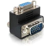 Delock Adaptateur VGA mâle vers VGA femelle 90ø (VGA), Adaptateur données + vidéo, Noir