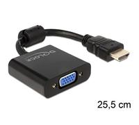 Delock - Adaptateur vidéo - HD-15 (VGA) femelle pour HDMI mâle - 25.5 cm - noir