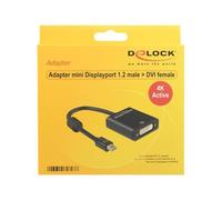 Delock - Adaptateur vidéo - liaison simple - Mini DisplayPort (M) pour DVI-I (F) - DisplayPort 1.2 - 20 cm - vis moletées, support 4K - noir