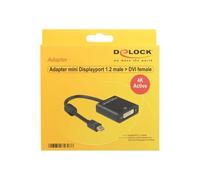 Delock - Adaptateur vidéo - liaison simple - Mini DisplayPort (M) pour DVI-I (F) - DisplayPort 1.2 - 20 cm - vis moletées, support 4K - noir