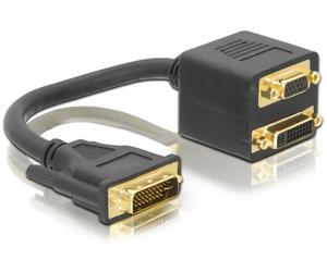 DeLOCK Adapter DVI29 male to DVI29 + VGA female 0,2 m DVI DVI + VGA (D-Sub) Noir