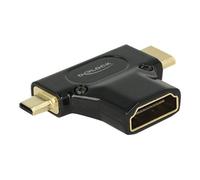 Delock Adapter High Speed HDMI with Ethernet - HDMI-A female > HDMI Mini-C male + Micro-D male - Adaptateur HDMI - 19 pin mini HDMI Type C, 19 pin micro HDMI Type D mâle pour HDMI femelle - noir
