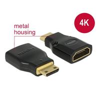 Delock Adapter High Speed HDMI with Ethernet - HDMI Mini-C male > HDMI-A female 4K - Adaptateur HDMI - HDMI femelle pour 19 pin mini HDMI Type C mâle - noir - support 4K
