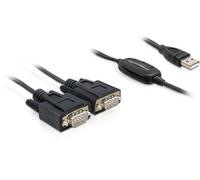 Delock Adapter USB 2.0 > 2 x Seriell - Câble USB / série - USB (M) pour DB-9 (M) - 1.4 m - vis moletées