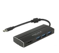 DeLock Adapter USB C 3.1 3x USB 3.0 A Hub + HDMI 4K, Black