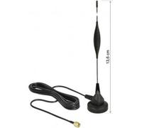 DeLock Antenne GSM SMA Rigide omnidirectionnelle avec Socle magnétique et câble de raccordement (RG-174, 3 m) Noir