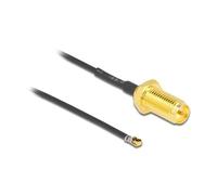 Delock - Antennenkabel - MHF 4L LK (S) bis RP-SMA (R) - 20cm - 1,37 mm - Koax - Schwarz (12656)