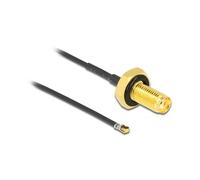 Delock - Antennenkabel - SMA (W) Bulkhead bis MHF 4L LK (M) - 35cm - 1,37 mm - Koax - Grau, Schwarz (12665)