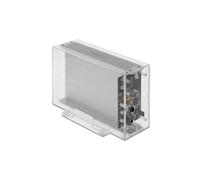 DeLOCK Boîtier Externe Double 2 x SATA 3.5"/2.5" USB 3.2 Gen 1 Type-C Femelle Transparent, Installation sans Outil, Support Windows/macOS/Linux