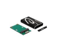 DeLOCK Boîtier Externe USB 3.2 Gen 1 pour SSD mSATA - Aluminium Noir - Chipset Asmedia ASM225CM - Micro-USB B Femelle - 5 Gbps - 67x39x9mm - Support Windows/macOS/Linux