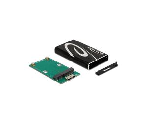 DeLOCK Boîtier Externe USB 3.2 Gen 1 pour SSD mSATA - Aluminium Noir - Chipset Asmedia ASM225CM - Micro-USB B Femelle - 5 Gbps - 67x39x9mm - Support Windows/macOS/Linux