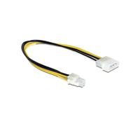 DeLOCK Câble 0.3m ATX 4-pin vers Molex 4-pin, Longueur 0.3 mètre, Noir et Jaune, Référence 65611