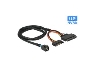 DeLOCK Câble 0.75m SFF-8643 vers U.2 SFF-8639 + SATA Mâle/Mâle Noir, Longueur 0.75 mètre - Référence 84821