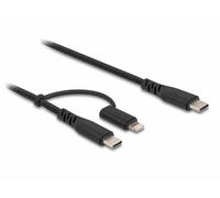DeLock Câble 2-en-1 USB-C vers Lightning et USB-C en nylon tissé 1 m