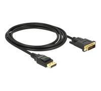 DeLOCK 85313 Câble DisplayPort vers DVI-D 2m, Connecteurs Mâle/Mâle, Résolution 1920x1080, Contacts Or, AWG 30, Diamètre 6mm, Noir