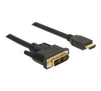 Delock - Câble adaptateur - liaison simple - DVI-D mâle pour HDMI mâle - 2 m - triple blindage - noir - vis moletées