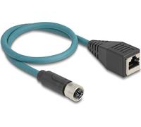 DELOCK Câble adaptateur M12 X-codé 8 broches Bu vers RJ45,Bu 50 cm