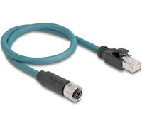 DELOCK Câble adaptateur M12 X-codé 8 broches Bu vers RJ45,ST 50 cm