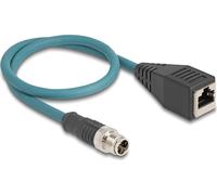 DELOCK Câble adaptateur M12 X-codé 8 broches ST vers RJ45,Bu 50 cm
