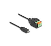 DeLOCK Câble Adaptateur USB 2.0 Type Micro-B mâle vers Bornier 5-Pin 15cm - Connecteur USB Micro-B droit, Bornier Femelle droit - Réf. 66251